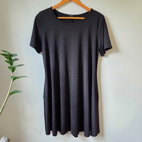 EUC HEIMISH USA BLACK SLINKY T SHIRT MINIMALIST DRESS SZ M - Picture 1 of 13